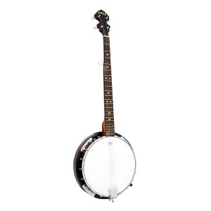 Pyle 5-String Geared Tunable Banjo with White Jade Tune Pegs, Rosewood Fretboard, and Wood Finish - 1 of 4
