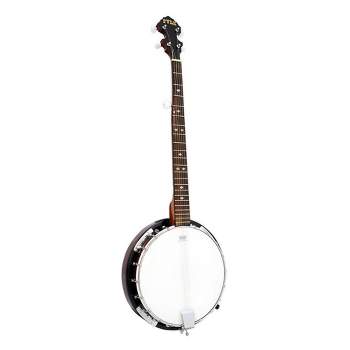 PylePro 5-String Geared Tunable Banjo with White Jade Tune Pegs, Rosewood Fretboard, and Wood Finish