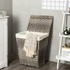 Costway Handwoven Laundry Hamper Foldable w/Removable Liner, Lid & Handles Brown/Grey - 2 of 4