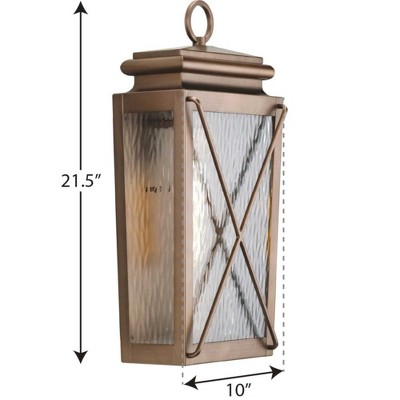 Progress Lighting Wakeford 1-Light Antique Copper Outdoor Wall Lantern with Clear Water Glass