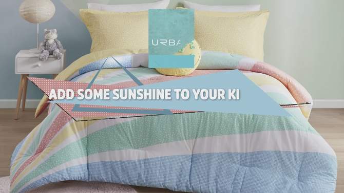 Erin Rainbow Sunburst Reversible Cotton Comforter Set Yellow, 2 of 19, play video