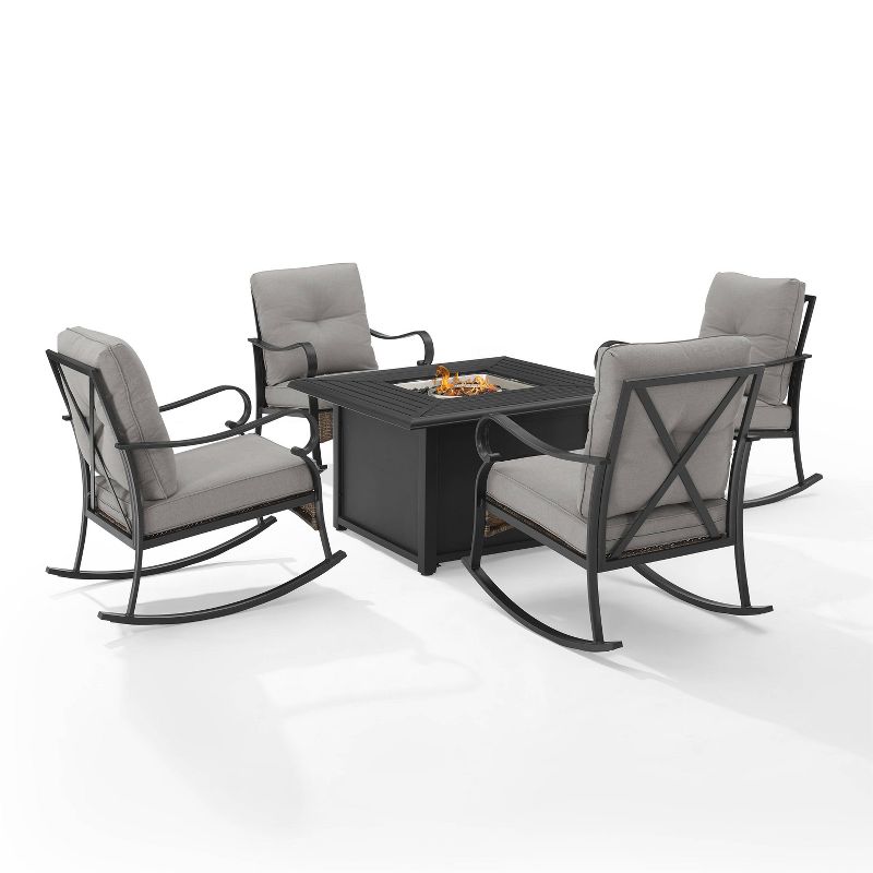5pc Dahlia Outdoor Steel Set with Fire Table Taupe/Matte Black - Crosley, 1 of 16