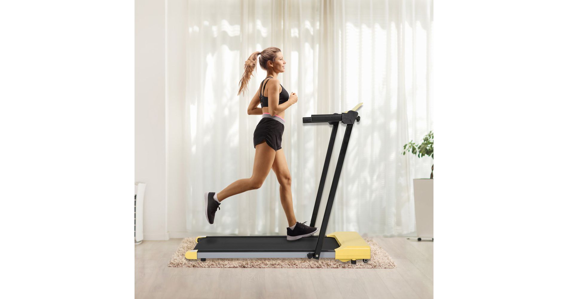 Walking Pad Under Desk Treadmill Walking Jogging Machine With LED Screen Build-in Wheels For Home Office