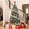 Pre-decorated artificial Christmas tree with lights, pencil-shaped, metal frame, foldable base, suitable for living rooms and outdoor use. - 4 of 4