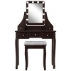 Tangkula Detachable Vanity Table Set Makeup Table with Mirror &Cushioned Stool WhiteBlackBrown - 3 of 4