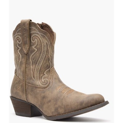 Women's Durango Distressed Shortie Western Boot, DRD0372, Brown