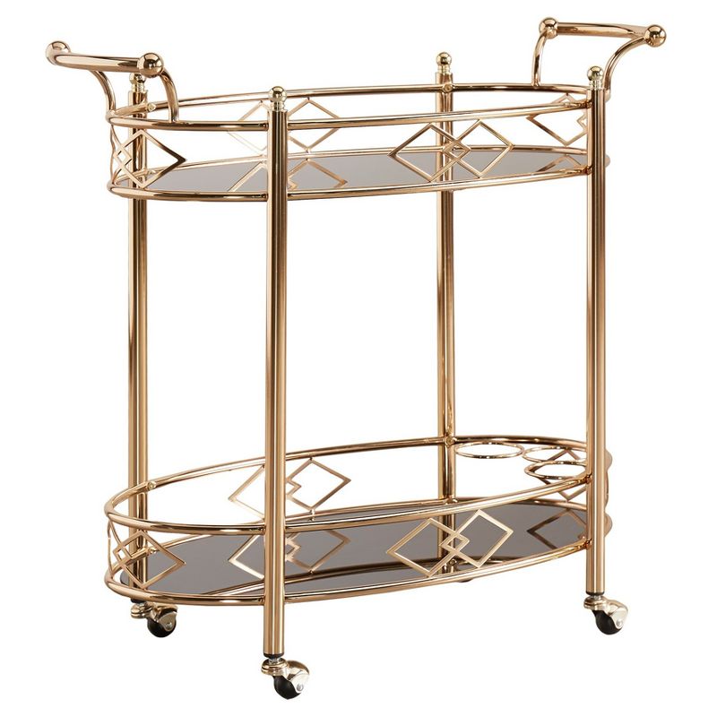 Annie Vintage Metal and Glass Bar Cart Rose Gold - Inspire Q, 1 of 5