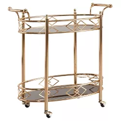 Annie Vintage Metal and Glass Bar Cart Rose Gold - Inspire Q