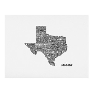 Restudio Designs Texas Map Art Print 16" 20" - Deny Designs: Modern Unframed Mixed Media Wall Decor for All Ages - 1 of 1