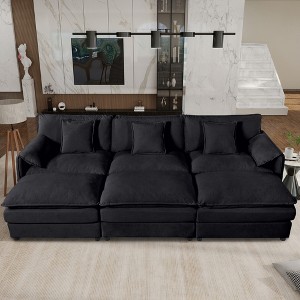 Oversized 109.45" Chenille Upholstery Modular Cloud Sectional Sofa Bed, 6-Piece DIY Combination Couch - 1 of 4