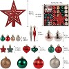 TackView 72Pcs Christmas Balls Ornaments, Xmas Hanging Balls Christmas Tree Decorations for New Year Party Home Holiday Decoration, Red Green Brown - 2 of 4