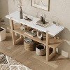 MAYEERTY Console Table with Marble Effect Top Open Shelf For Hallway Living Room Natural - 3 of 4