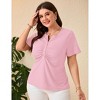 Clearlove Plus Size Shirt for Women Summer Tunic Top Casual Pleated Button Up T-Shirt - 2 of 4