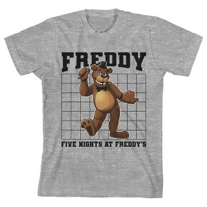 Five Nights At Freddy's Freddy With Microphone Boy's Athletic Heather T-shirt - 1 of 3