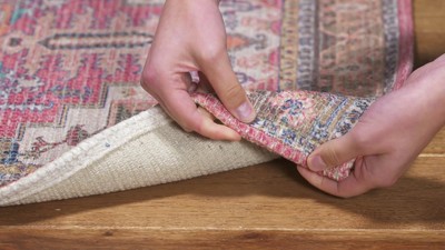 Ivory and Rust Cotton Chenille Flat Woven Area Rug 3' x 5'