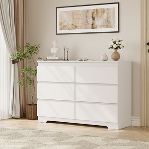 coucheta 6 Drawer Dresser for Bedroom, Modern Wood Chest of Drawers with Handles, Double Wide Storage Dresser for Clothes Organization - 1 of 4