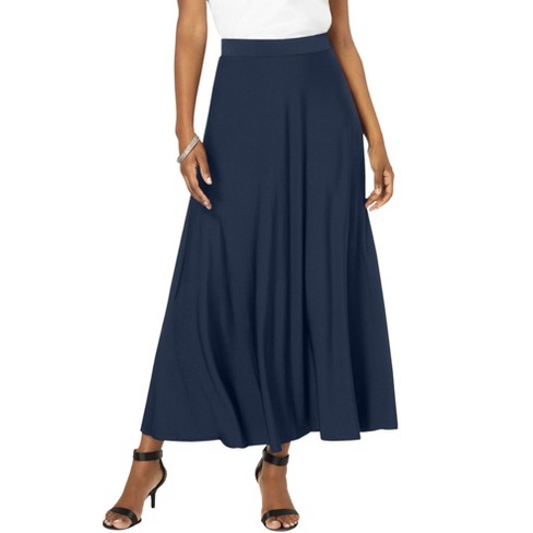 Roaman s Women s Plus Size Ultrasmooth Fabric Maxi Skirt 14 16 Navy Target