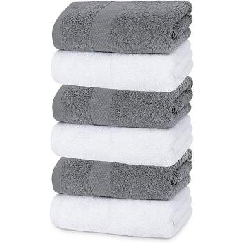 White Classic Luxury 100% Cotton 8 Piece Towel Set - 4x Washcloths, 2x  Hand, and 2x Bath Towels - White