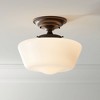 Regency Hill Schoolhouse Floating Modern Farmhouse Ceiling Light Semi Flush Mount Fixture 12" Wide Bronze White Glass Shade for Bedroom Living Room - 2 of 4