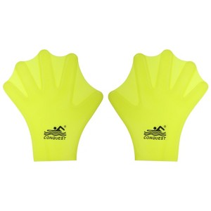 Unique Bargains Silicone Aquatic Training Resistance Full Finger Swim Gloves 1 Pair - 1 of 4