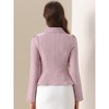 INSPIRE CHIC Women's Elegant Peter Pan Collar Long Sleeve Button Work Peplum Blazer - 3 of 4