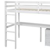 VASIP White Twin Loft Wood Bed with Under-bed Storage, Built-in Desk, 2-Drawer Cabinet, Safety Guardrails & Ladder - 4 of 4