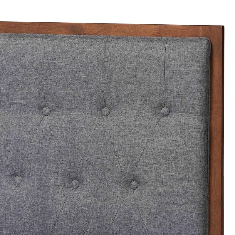 Baxton Studio Queen Bellini Fabric and Wood Platform Bed Gray/Walnut Brown, 5 of 9