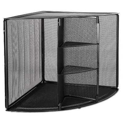 Rolodex Mesh Corner Desktop Shelf Five Sections 20 x 14 x 13 Black 62630