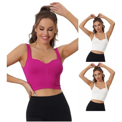 INSPIRE CHIC Women's Slim-Fit Ribbed Workout Sleeveless Plunge Sports Camisole 3 Packs