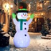 Outsunny 10FT Christmas Inflatables Cheerful Snowman in Black Hat, Green Scarf and Gloves, Outdoor Blow Up Yard Decoration with Build-in LED for Party - 3 of 4