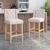 Counter Height Bar Stools Set Of 2,Fabric Tufted Wingback Kitchen Chairs,Armless Seat Height Dining Chairs With Wood Legs Footrest-Cuddlewood - 2 of 4