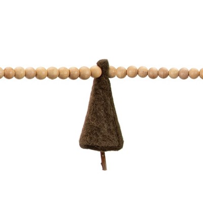 Beaded Pine Tree Garland with Felt Wool Accents, 65.5"