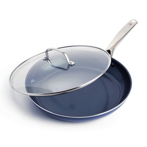 Fry Pan 12 in Nonstick Blue Diamond Ceramic Round Metal Utensil Dishwasher 