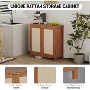 Garvee Rattan Storage Cabinet with Doors Portable Sideboard Buffet Adjustable Shelves Farmhouse Style - 3 of 4