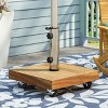 Maggift Square Umbrella Base with 4 Lockable Wheels and 2 Handles, Open Umbrella Maximum Diameter -11ft, Brown, 17.75" * 17.75" * 5" - 3 of 4