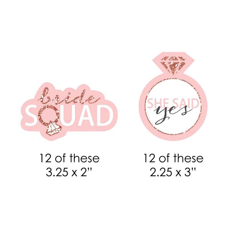 Big Dot of Happiness Bride Squad - DIY Shaped Rose Gold Bridal Shower or Bachelorette Party Cut-Outs - 24 Count, 2 of 5