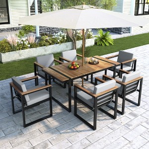 Whisen 7 Pieces Outdoor Dining Set Patio Dining Table and Chair Set with and Removable Cushions - 1 of 4