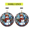 Snowman Ceramic Ornament in Stained Glass Patterns, Christmas Ceramic Hanging Ornament, Christmas Tree Ornament for Home Decors - 4 of 4