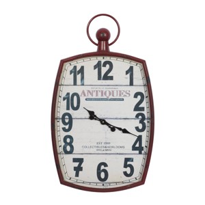 Olivia & May 33"x19" Metal Pocket Watch Style Wall Clock Red - : Silent Mechanism, Keyhole Hanging, No Assembly Required - 1 of 4
