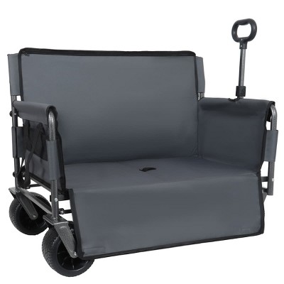 3-in-1 Folding Utility Wagon with Bench Seat, Heavy-Duty All-Terrain Cart with Fabric and 180L Storage Capacity-The Pop Home