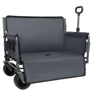 3-in-1 Folding Utility Wagon with Bench Seat, Heavy-Duty All-Terrain Cart with Fabric and 180L Storage Capacity-The Pop Home - 1 of 4