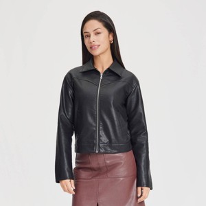 Women's Zip-Front Faux Leather Jacket - Universal Thread™ - 1 of 4