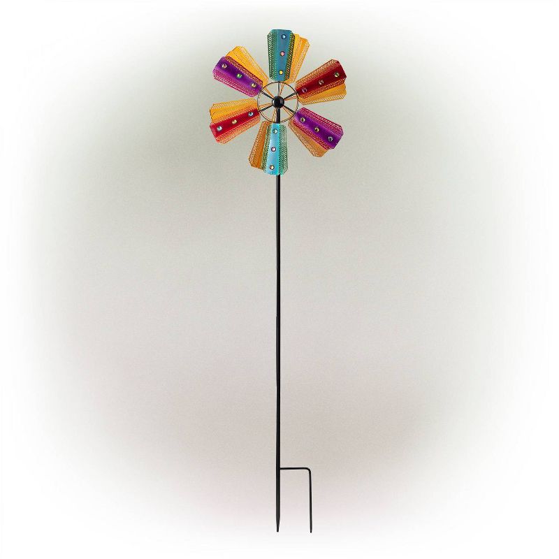 Colorful Bejeweled Metal Windmill Spinner Garden Stake - Alpine Corporation, 1 of 7