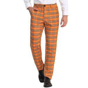 Lars Amadeus Men's Plaid Regular Fit Formal Business Dress Pants - 1 of 4