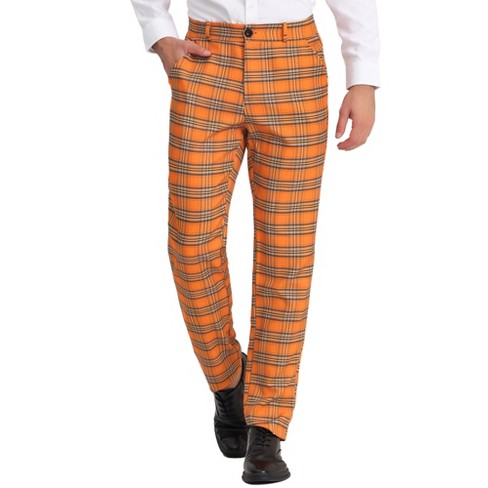 Lars Amadeus Men's Business Plaid Lightweight Regular Fit Flat Front  Checked Pants Black Red 32 : Target