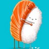 Men's Design By Humans Sushi Hug By andremullerdko T-Shirt - 2 of 3