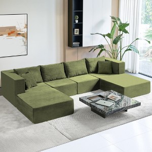 JOYRACER 140" Oversized Modular Sectional Sofa, 6-Piece Convertible U-Shaped Couch with Memory Foam, Comfy 6-Seater Modern Sofa for Living Room - 1 of 4