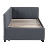 Upholstered Daybed with Trundle Twin Size Sofa Bed Frame No Box Spring Needed Linen Fabric(Beige) - 4 of 4