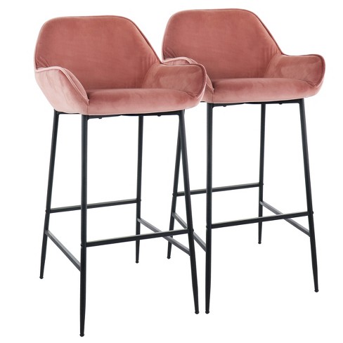 Pink crushed best sale velvet bar stools