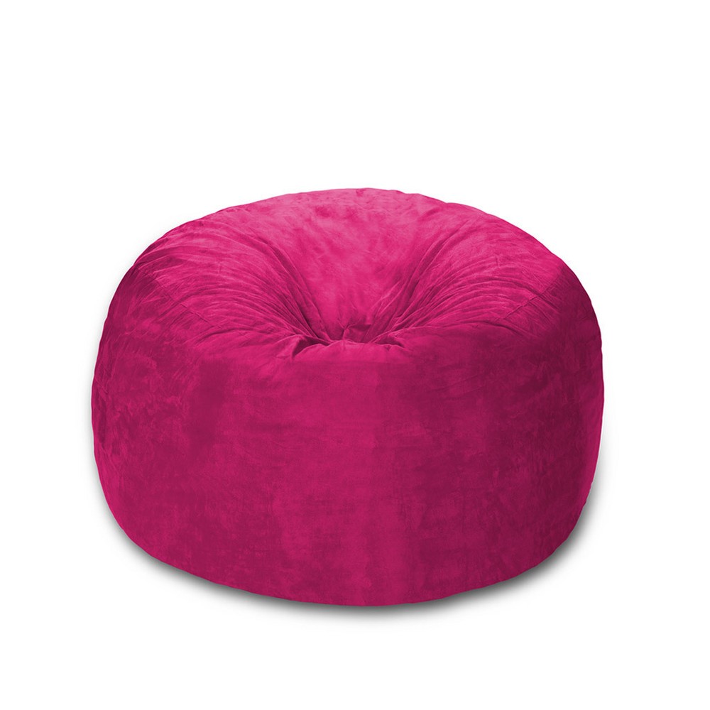 Photos - Bean Bag 4'  Chair with Memory Foam Filling and Washable Cover Fuchsia - Re
